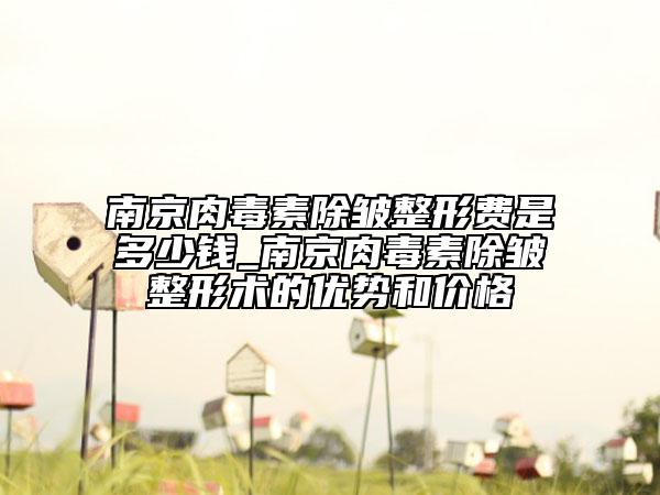 南京肉毒素除皱整形费是多少钱_南京肉毒素除皱整形术的优势和价格