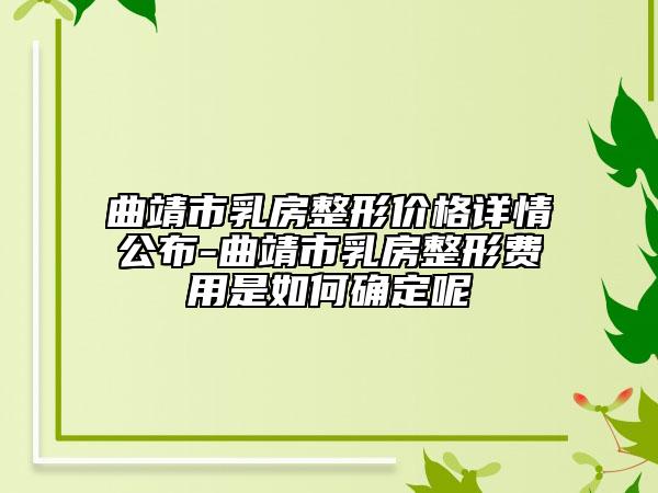 曲靖市乳房整形价格详情公布-曲靖市乳房整形费用是如何确定呢