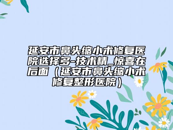 延安市鼻头缩小术修复医院选择多-技术精_惊喜在后面（延安市鼻头缩小术修复整形医院）