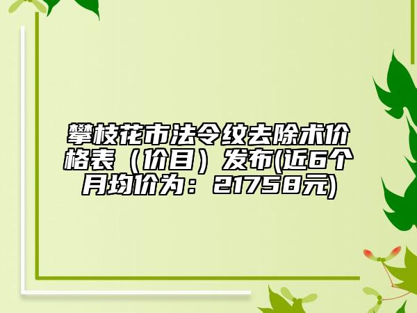 攀枝花市法令纹去除术价格表（价目）发布(近6个月均价为：21758元)