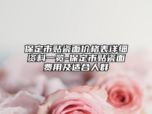 保定市贴瓷面价格表详细资料一览-保定市贴瓷面费用及适合人群