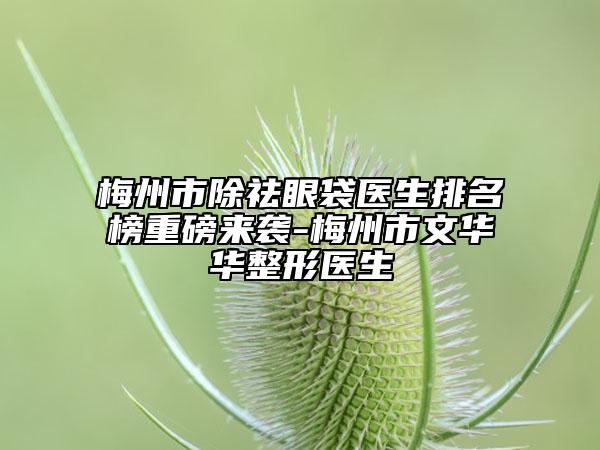 梅州市除祛眼袋医生排名榜重磅来袭-梅州市文华华整形医生