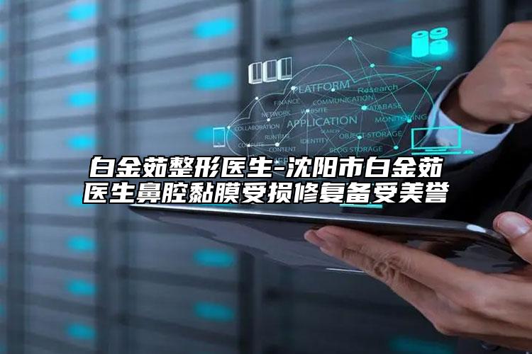 白金茹整形医生-沈阳市白金茹医生鼻腔黏膜受损修复备受美誉