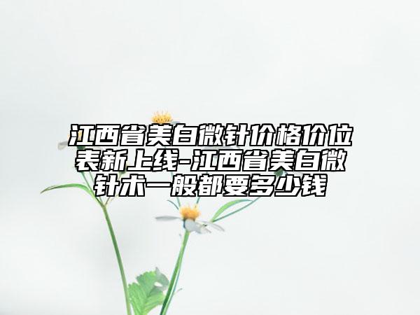 江西省美白微针价格价位表新上线-江西省美白微针术一般都要多少钱