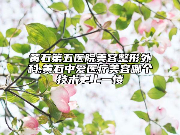 黄石第五医院美容整形外科,黄石中爱医疗美容哪个技术更上一楼