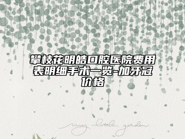 攀枝花明皓口腔医院费用表明细手术一览-加牙冠价格