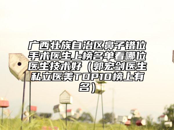 广西壮族自治区鼻子错位手术医生上榜名单看哪位医生技术好（郭宏剑医生私立医美TOP10榜上有名）
