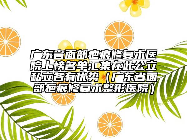 广东省面部疤痕修复术医院上榜名单汇集在此公立私立各有优势（广东省面部疤痕修复术整形医院）