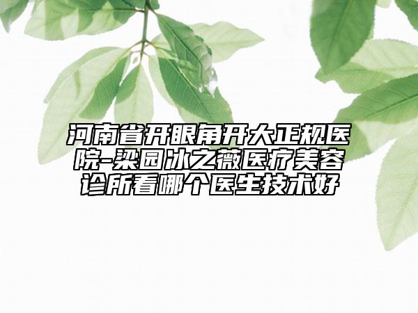 河南省开眼角开大正规医院-梁园冰之薇医疗美容诊所看哪个医生技术好