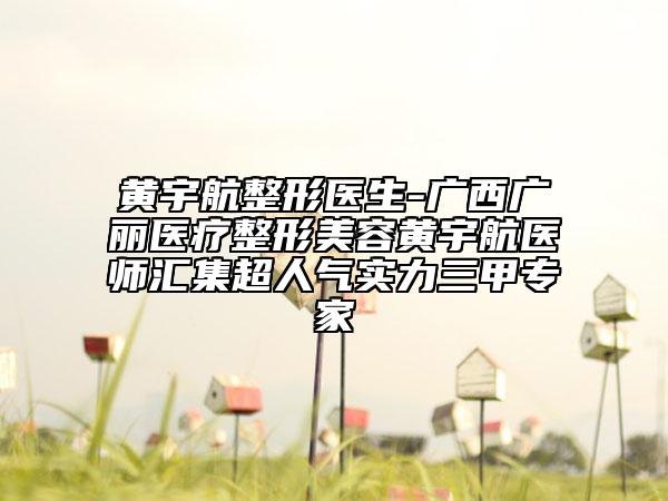 黄宇航整形医生-广西广丽医疗整形美容黄宇航医师汇集超人气实力三甲专家