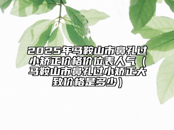 2025年马鞍山市鼻孔过小矫正价格价位表人气（马鞍山市鼻孔过小矫正大致价格是多少）