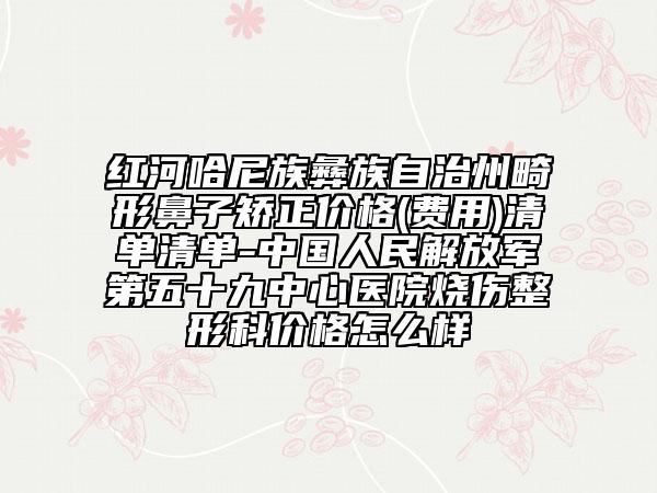 红河哈尼族彝族自治州畸形鼻子矫正价格(费用)清单清单-中国人民解放军第五十九中心医院烧伤整形科价格怎么样