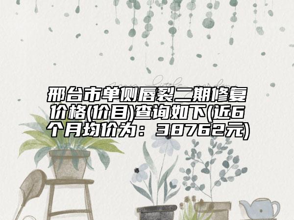 邢台市单侧唇裂二期修复价格(价目)查询如下(近6个月均价为：38762元)