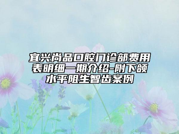 宜兴尚品口腔门诊部费用表明细一期介绍-附下颌水平阻生智齿案例