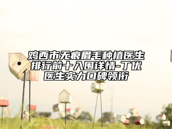 鸡西市无痕眉毛种植医生排行前十入围详情-丁优医生实力口碑领衔