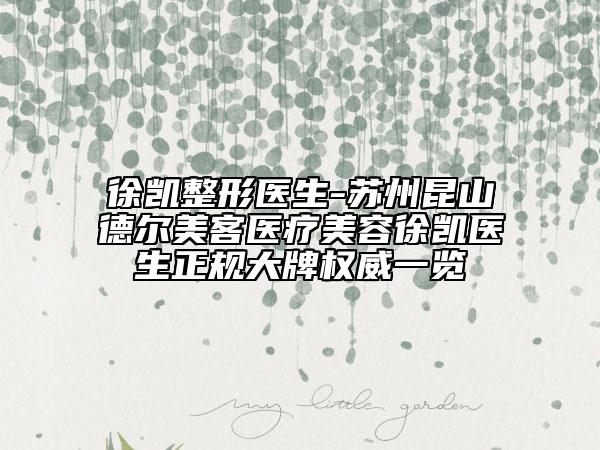 徐凯整形医生-苏州昆山德尔美客医疗美容徐凯医生正规大牌权威一览