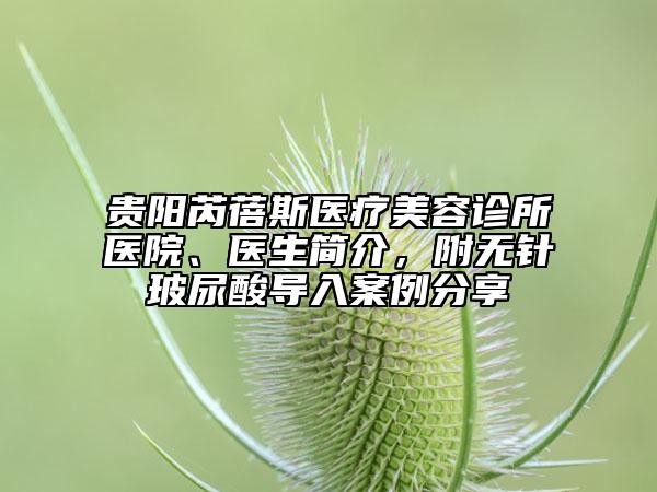 贵阳芮蓓斯医疗美容诊所医院、医生简介，附无针玻尿酸导入案例分享