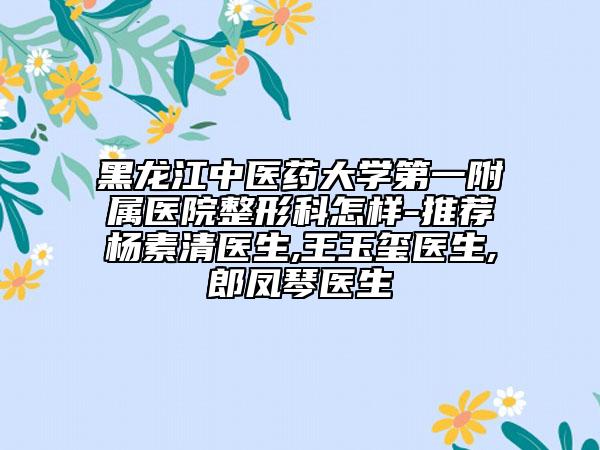 黑龙江中医药大学第一附属医院整形科怎样-推荐杨素清医生,王玉玺医生,郎凤琴医生