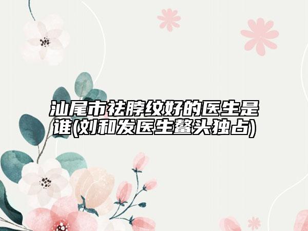 汕尾市祛脖纹好的医生是谁(刘和发医生鳌头独占)