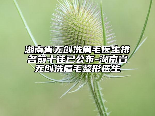 湖南省无创洗眉毛医生排名前十佳已公布-湖南省无创洗眉毛整形医生