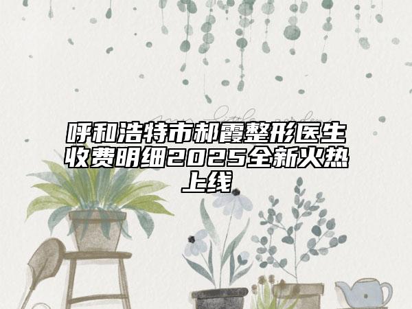 呼和浩特市郝霞整形医生收费明细2025全新火热上线