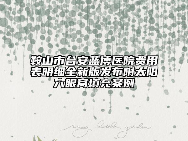 鞍山市台安蓝博医院费用表明细全新版发布附太阳穴眼窝填充案例