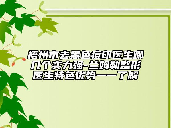 梧州市去黑色痘印医生哪几个实力强-兰姆勒整形医生特色优势一一了解