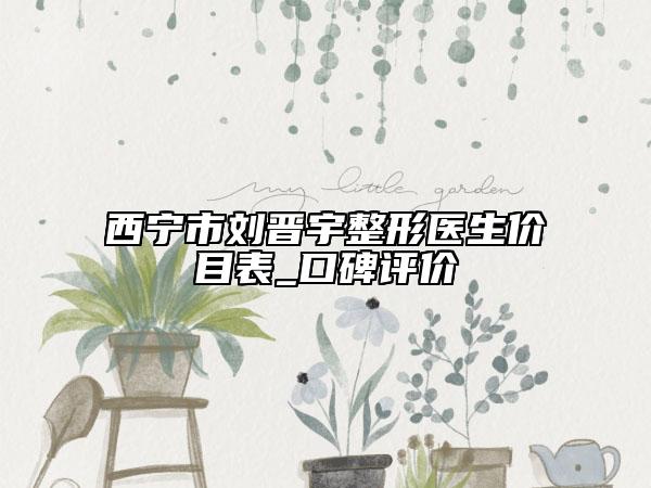 西宁市刘晋宇整形医生价目表_口碑评价