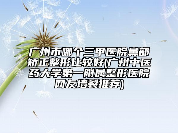 广州市哪个三甲医院鼻部矫正整形比较好(广州中医药大学第一附属整形医院网友墙裂推荐)