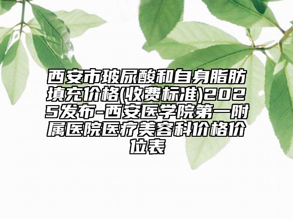 西安市玻尿酸和自身脂肪填充价格(收费标准)2025发布-西安医学院第一附属医院医疗美容科价格价位表