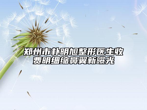 郑州市朴明旭整形医生收费明细缩鼻翼新曝光