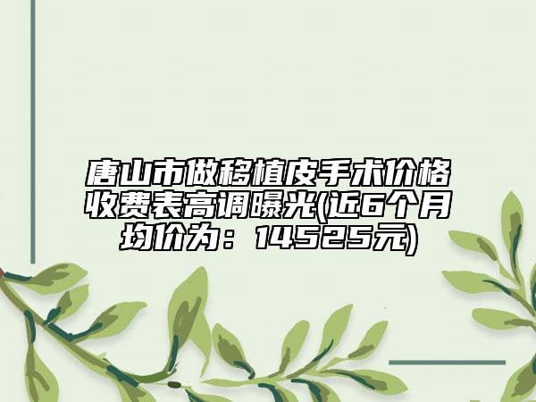 唐山市做移植皮手术价格收费表高调曝光(近6个月均价为：14525元)