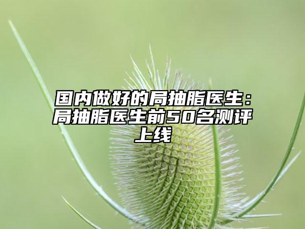 国内做好的局抽脂医生：局抽脂医生前50名测评上线