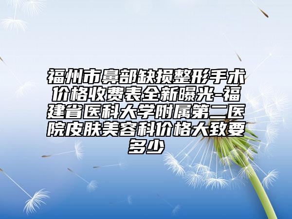 福州市鼻部缺损整形手术价格收费表全新曝光-福建省医科大学附属第二医院皮肤美容科价格大致要多少