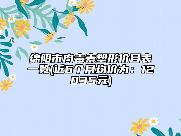 绵阳市肉毒素塑形价目表一览(近6个月均价为：12035元)