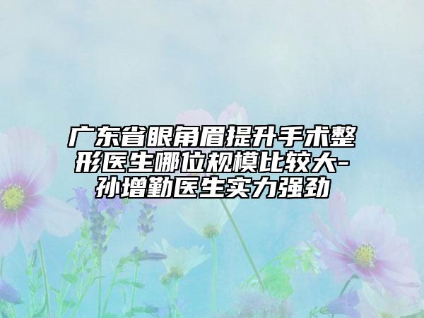 广东省眼角眉提升手术整形医生哪位规模比较大-孙增勤医生实力强劲