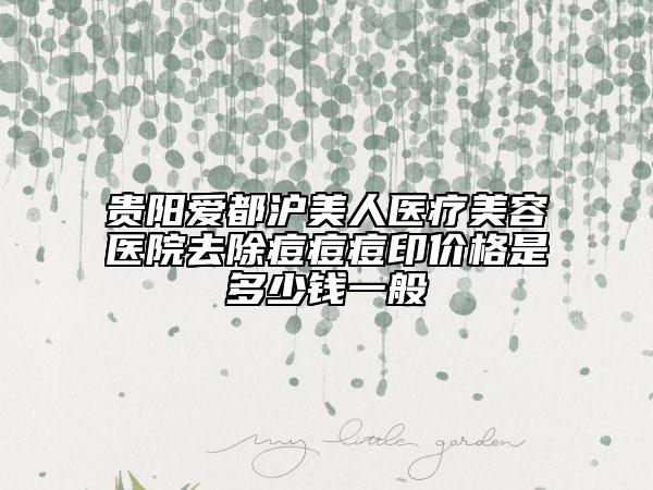 贵阳爱都沪美人医疗美容医院去除痘痘痘印价格是多少钱一般