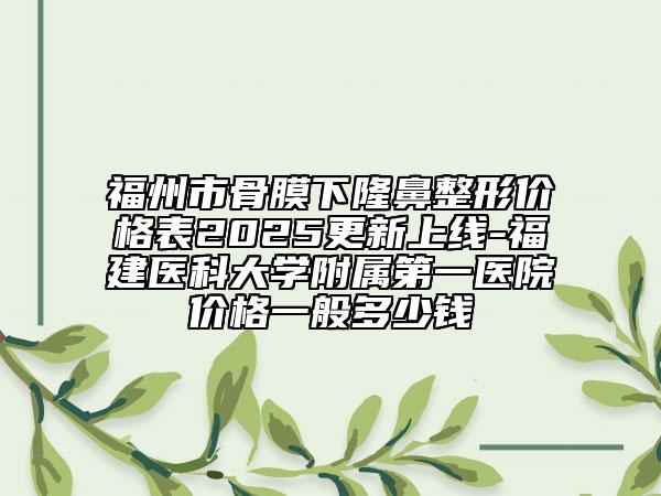 福州市骨膜下隆鼻整形价格表2025更新上线-福建医科大学附属第一医院价格一般多少钱