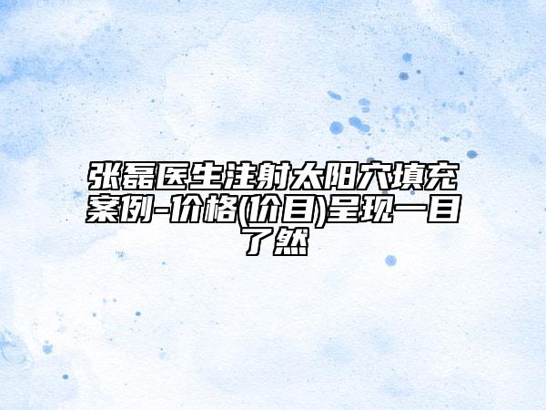 张磊医生注射太阳穴填充案例-价格(价目)呈现一目了然