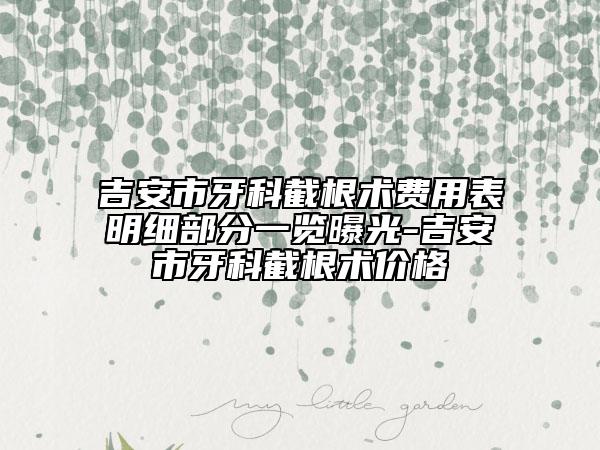 吉安市牙科截根术费用表明细部分一览曝光-吉安市牙科截根术价格