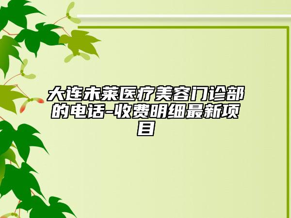 大连未莱医疗美容门诊部的电话-收费明细最新项目