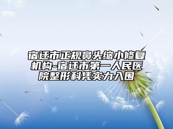 宿迁市正规鼻头缩小修复机构-宿迁市第一人民医院整形科凭实力入围