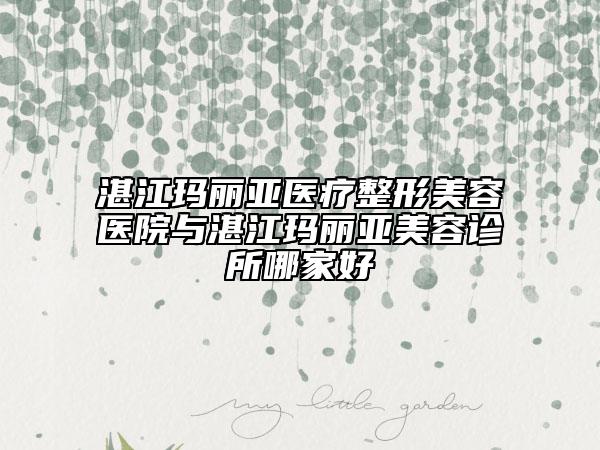湛江玛丽亚医疗整形美容医院与湛江玛丽亚美容诊所哪家好