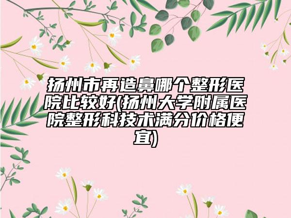 扬州市再造鼻哪个整形医院比较好(扬州大学附属医院整形科技术满分价格便宜)
