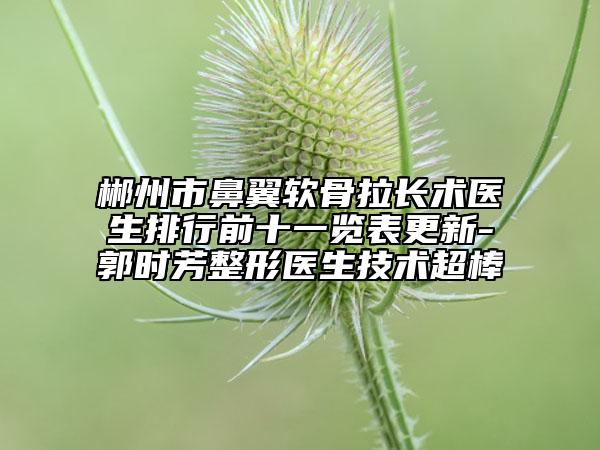 郴州市鼻翼软骨拉长术医生排行前十一览表更新-郭时芳整形医生技术超棒