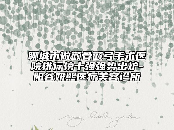 聊城市做颧骨颧弓手术医院排行榜十强强势出炉-阳谷妍熙医疗美容诊所