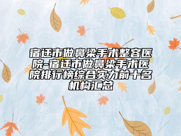 宿迁市做鼻梁手术整容医院-宿迁市做鼻梁手术医院排行榜综合实力前十名机构汇总