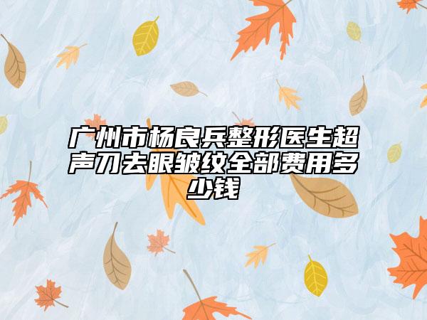 广州市杨良兵整形医生超声刀去眼皱纹全部费用多少钱
