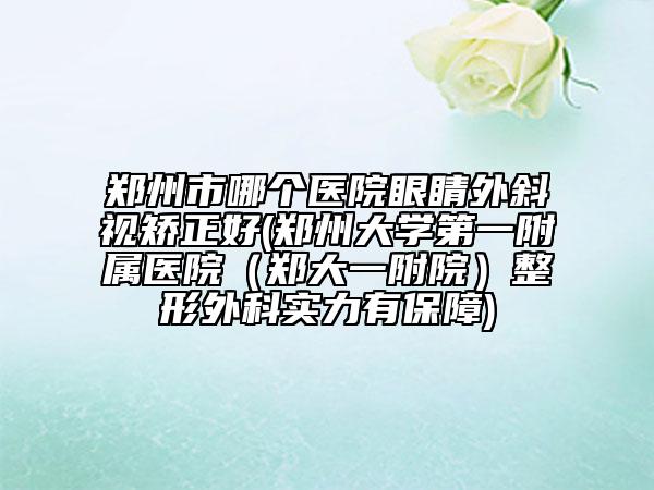 郑州市哪个医院眼睛外斜视矫正好(郑州大学第一附属医院（郑大一附院）整形外科实力有保障)