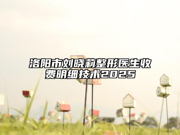 洛阳市刘晓莉整形医生收费明细技术2025